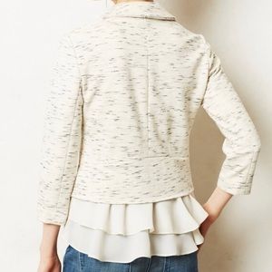 Anthropologie Cream Cartonnier Ruffle Blazer